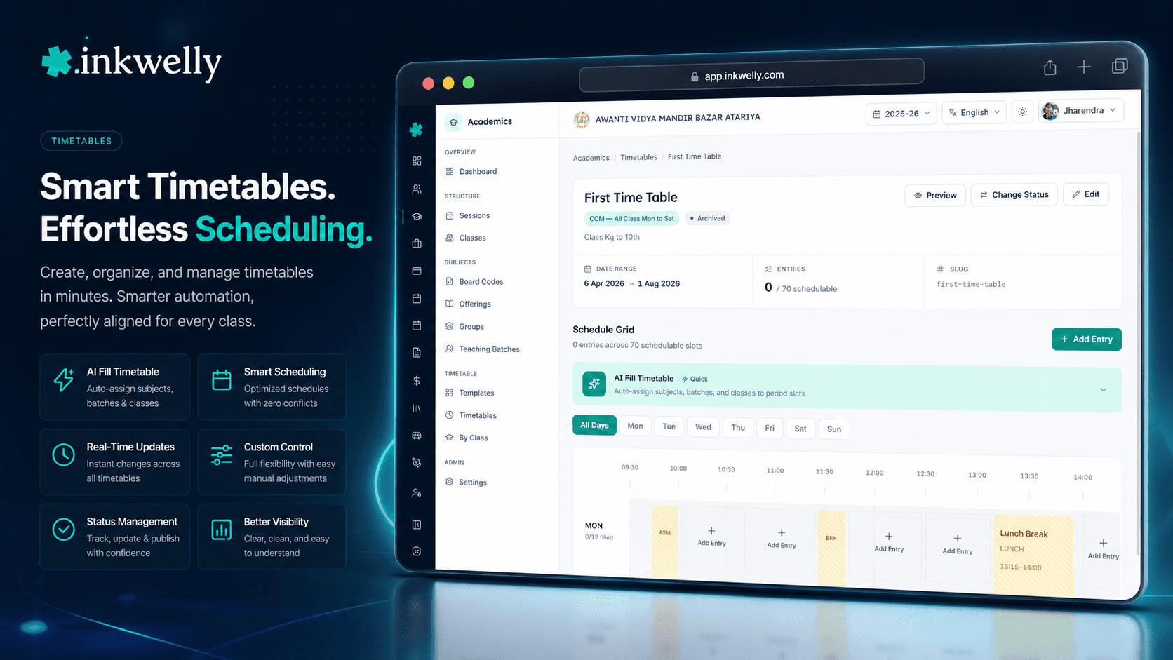 Academic timetables inkwelly