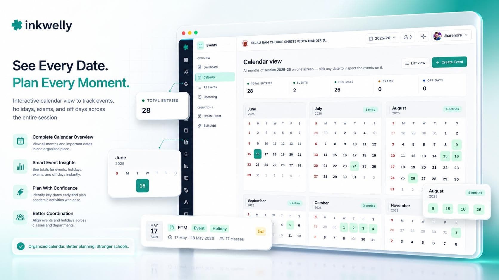 Calendar event scoped to specific affected classes — Class 10 pre-board