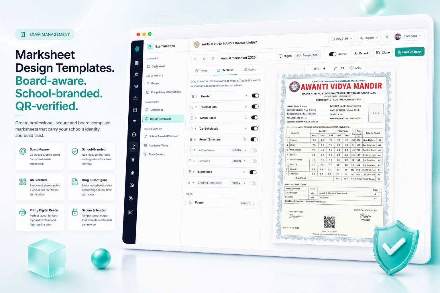 Marksheet design template