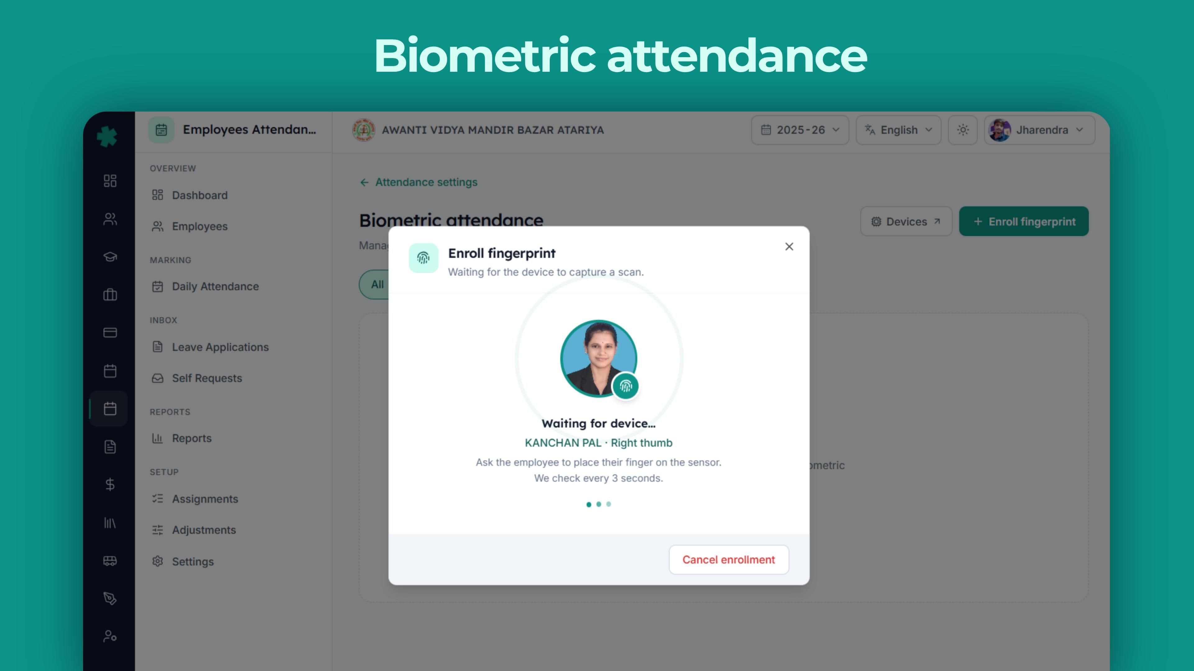 Biometric attendance