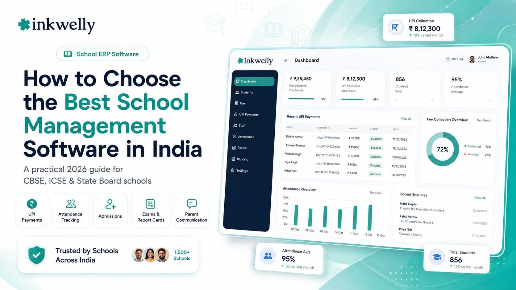 Sleek school management system dashboard