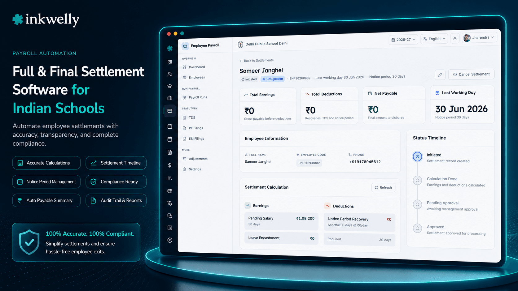 Employee Full & Final Settlement Software inkewelly