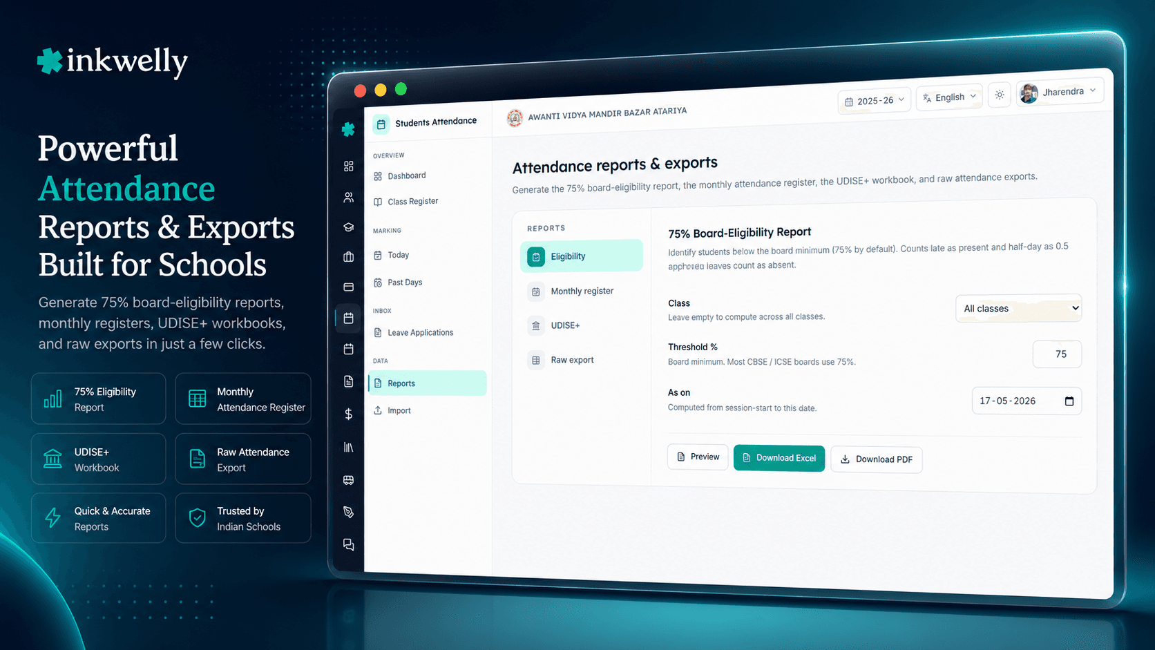 Student Attendance reports & exports inkwelly