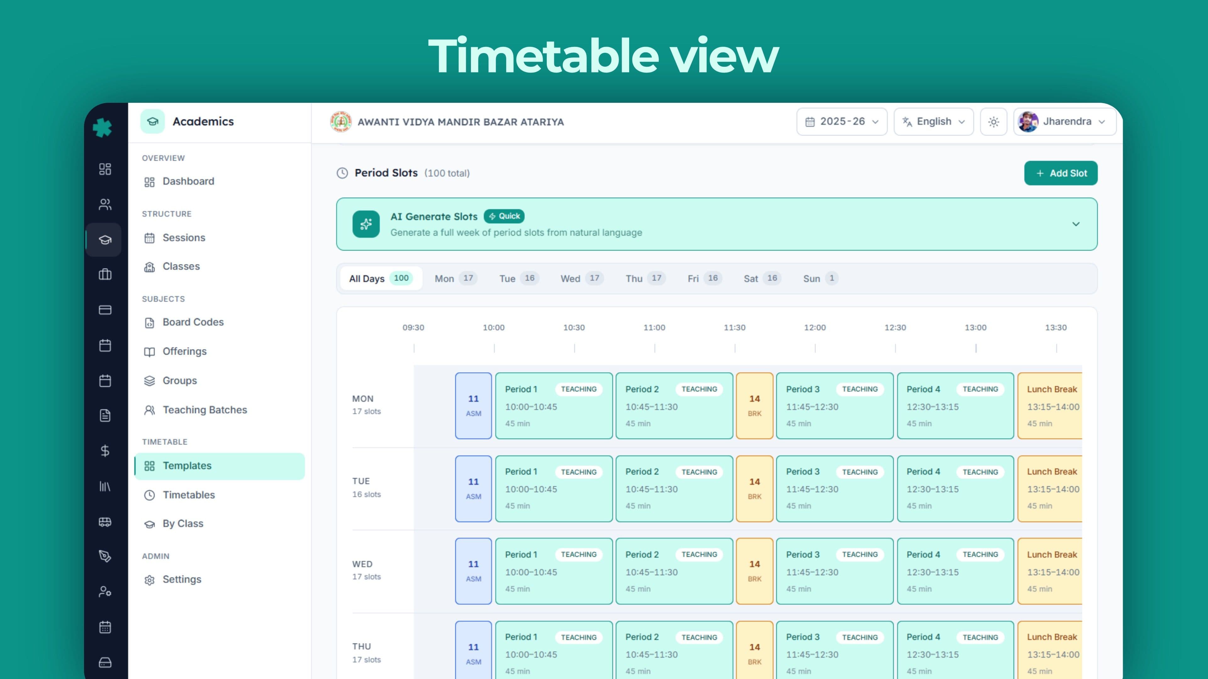 Timetable view