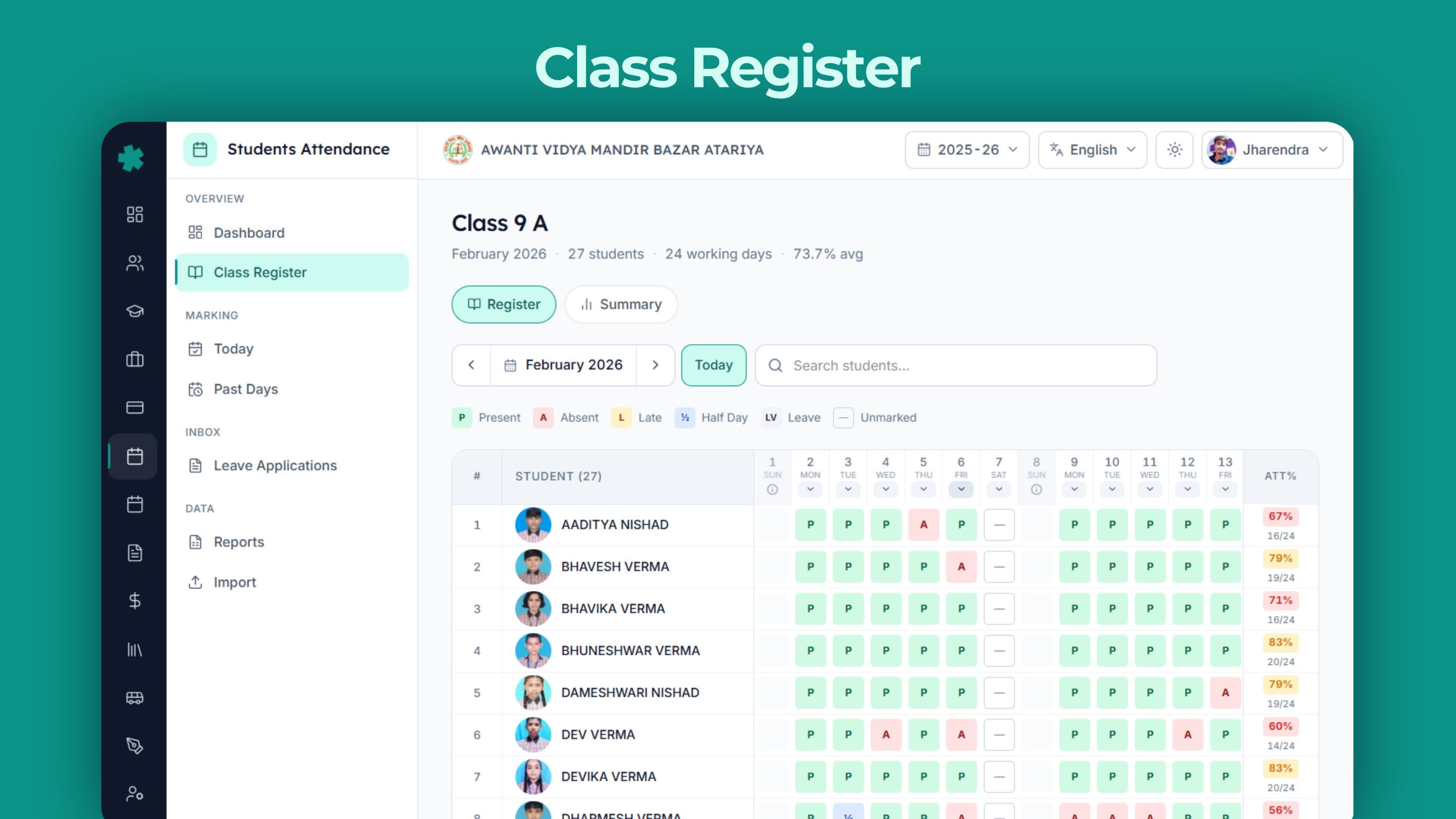 Register book monthly grid the digital version of the hardbound book