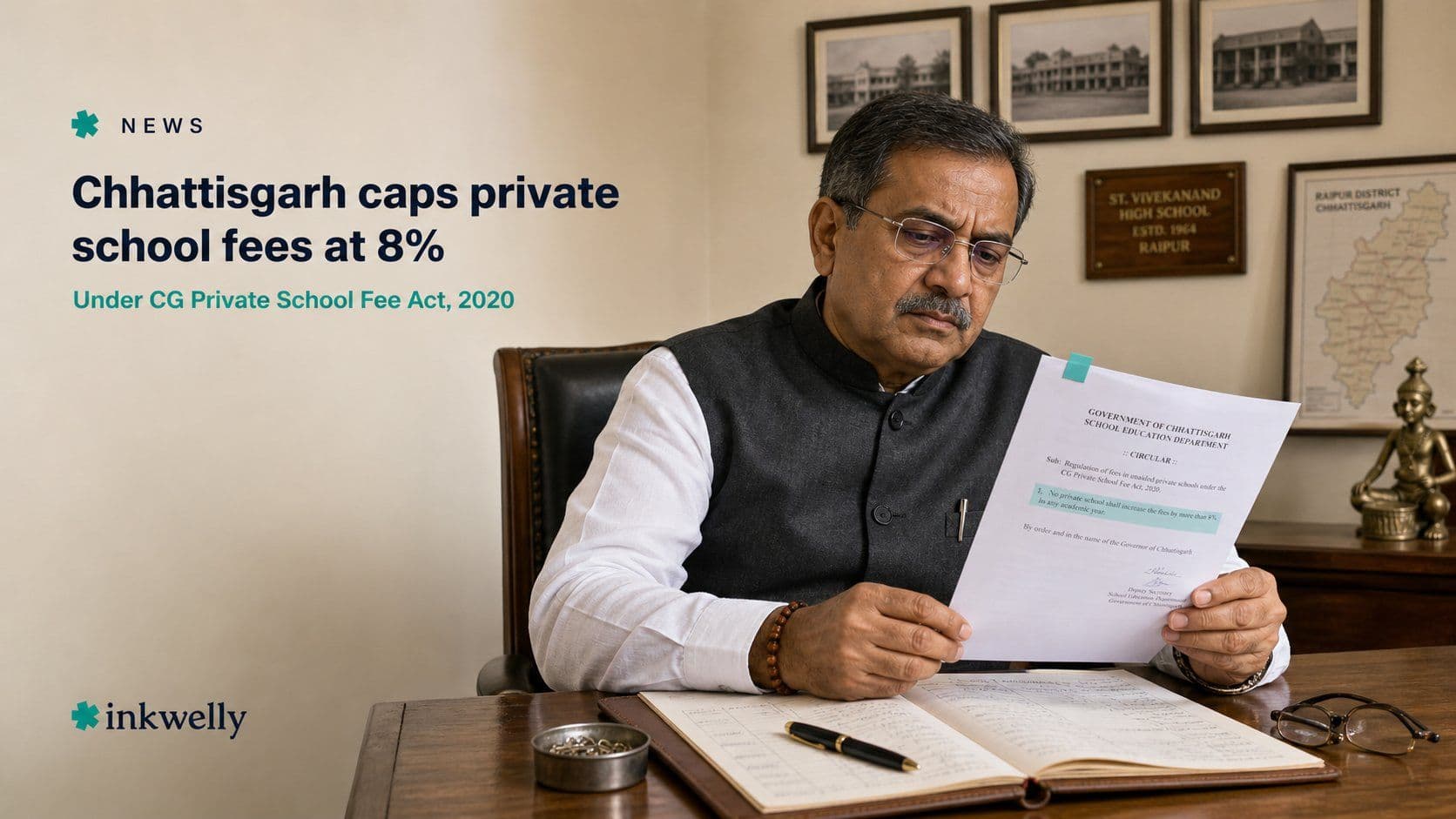 Chhattisgarh private school fee cap 8 percent 2026