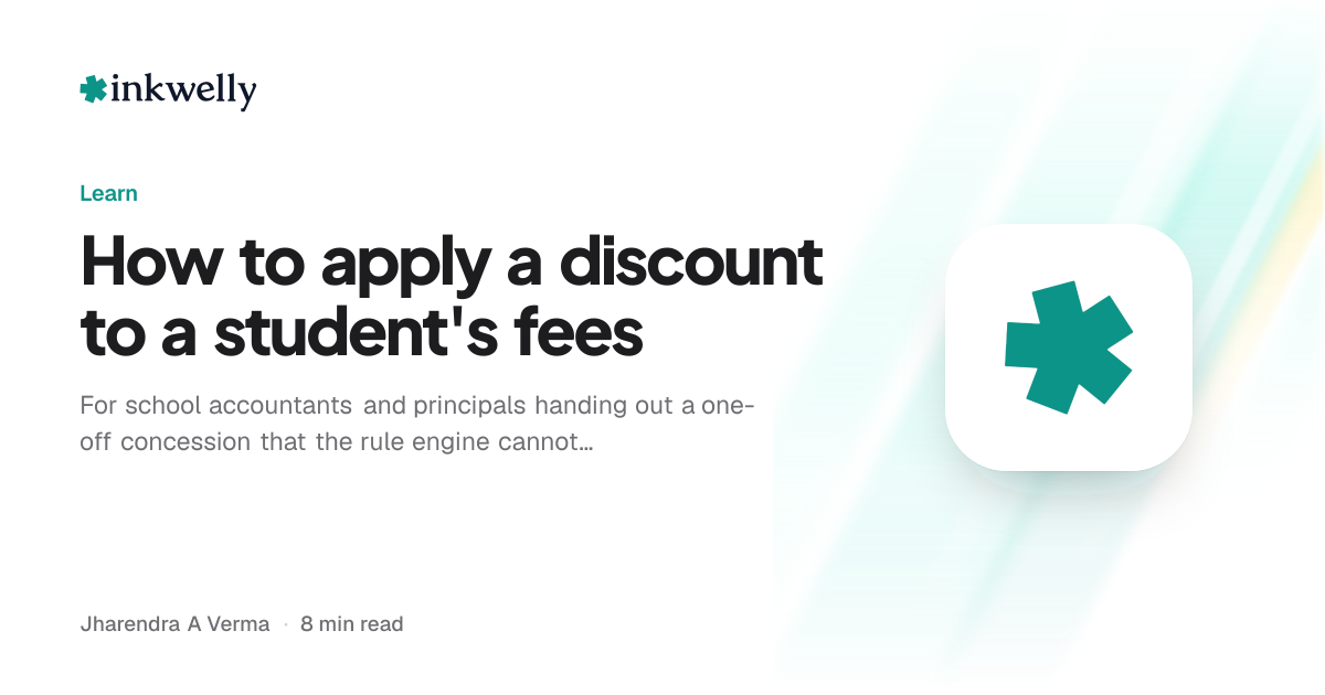 How to Apply a Discount to a Student's Fees in Inkwelly